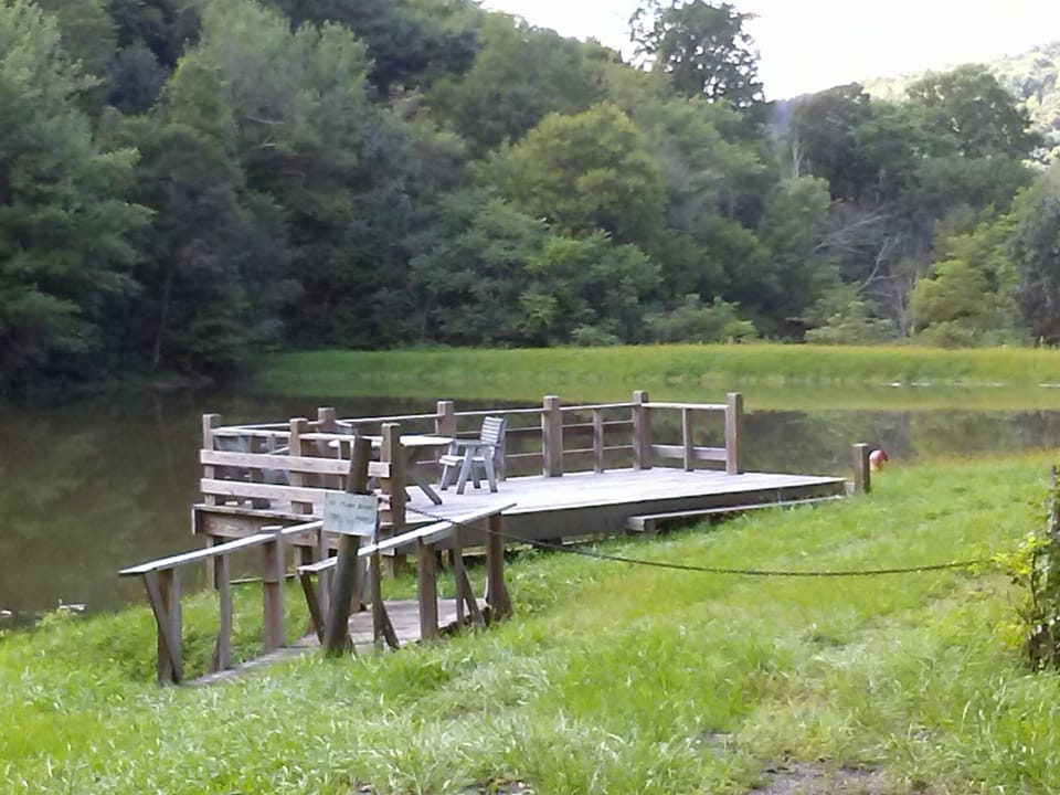 Deck at pond 1/2 Mile from Cabin