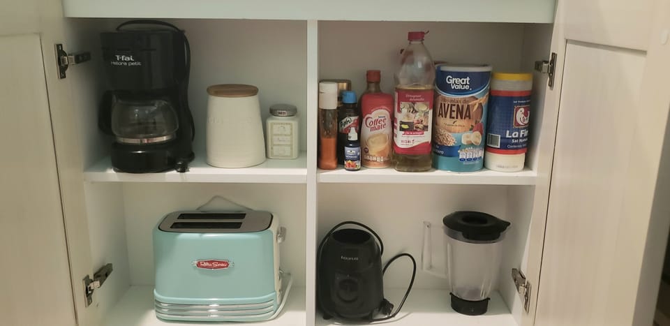 coffee, suggar, salt, oil provided