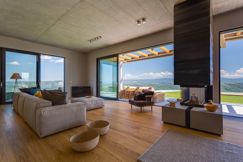 living room and fire place