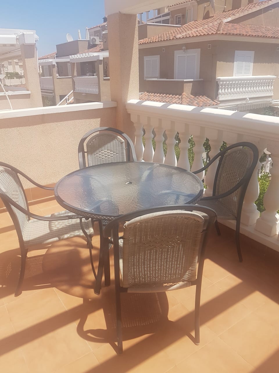 First floor patio area. Great to chill out with a book and a glass of something,