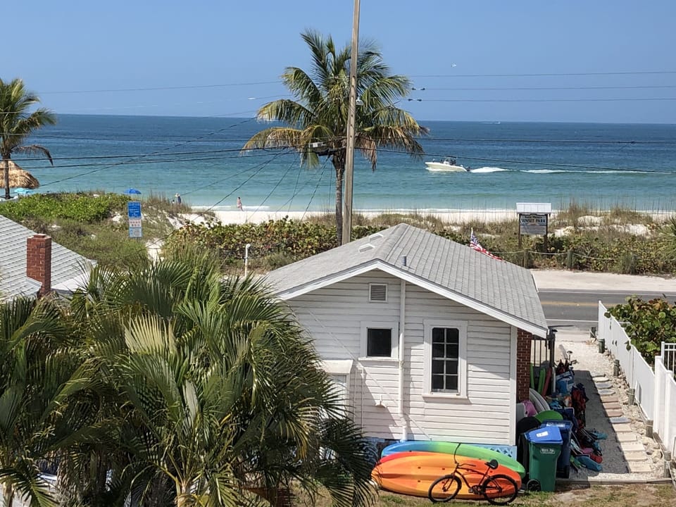 Deck Gulf View + Beach View + Anna Maria Island Free Trolley around corner