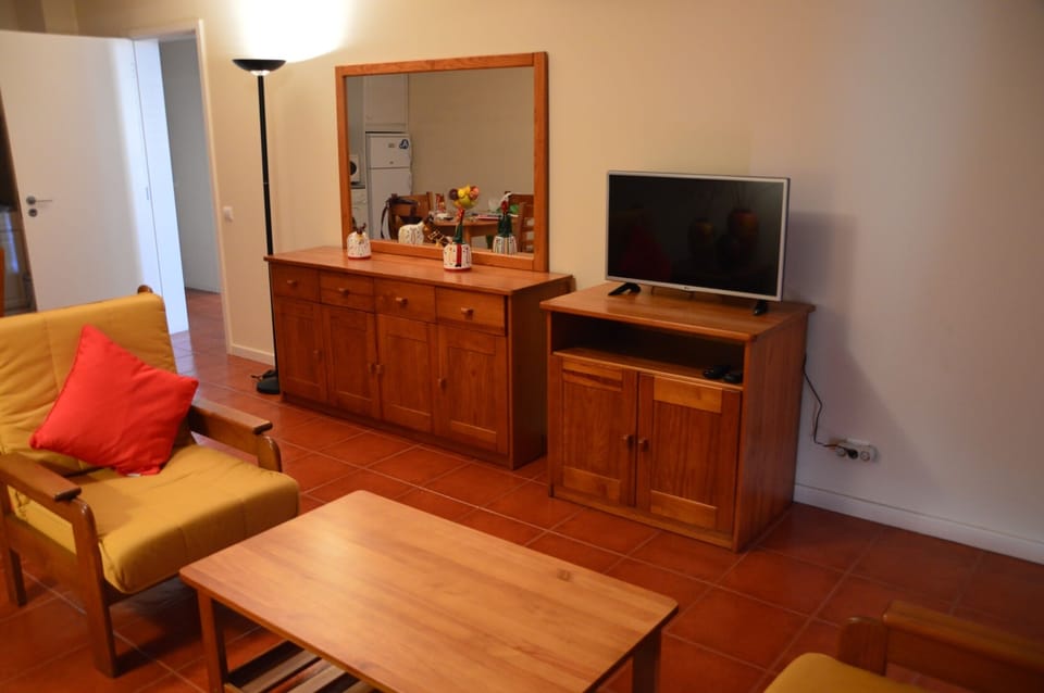View of the living room and our HD flatscreen TV 140 channels
