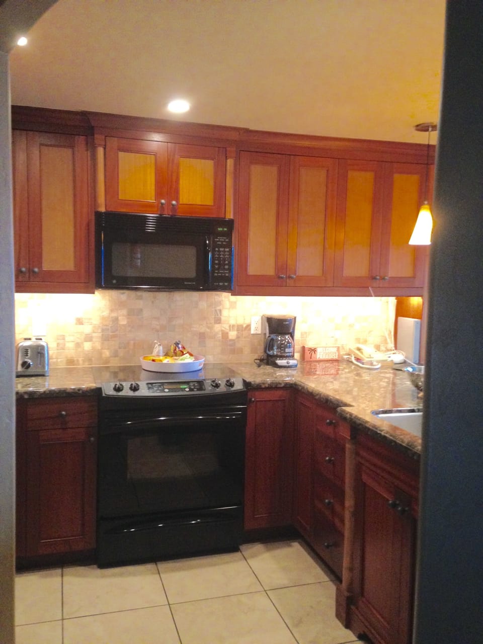 Gorgeous granite with our custom cabinets made in our North Bend WA shop.