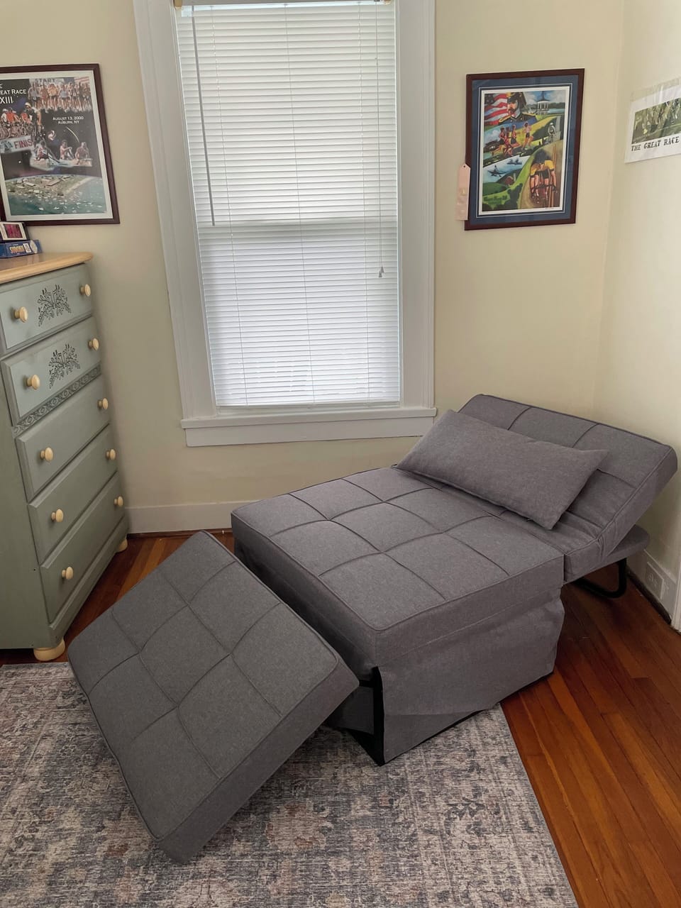 In the office we have added a comfy, adult sized sleeper chair. total  5 people