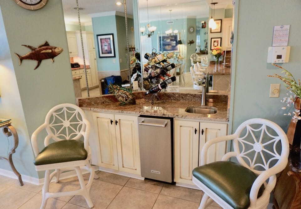 GRANITE TOPPED WET BAR WITH ICE MAKER AND HONOR WINE TREE: TAKE ONE REPLACE ONE