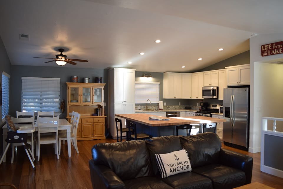 Open-concept Upstairs Kitchen, Dining and Living Room