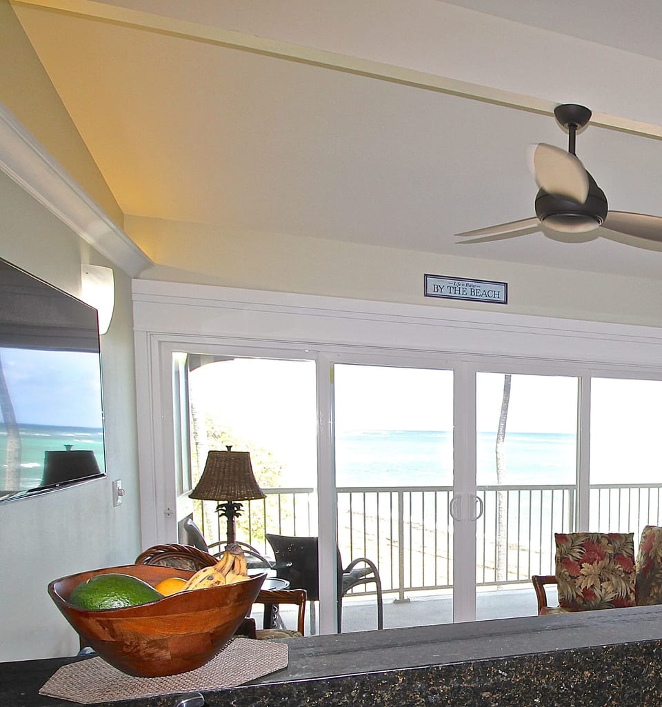 View from Kitchen Area.  Vaulted ceilings throughout.