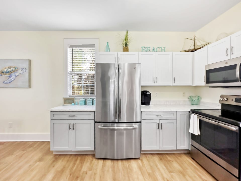 You will find Keurig & regular coffee maker, tea kettle,  toaster and much more 