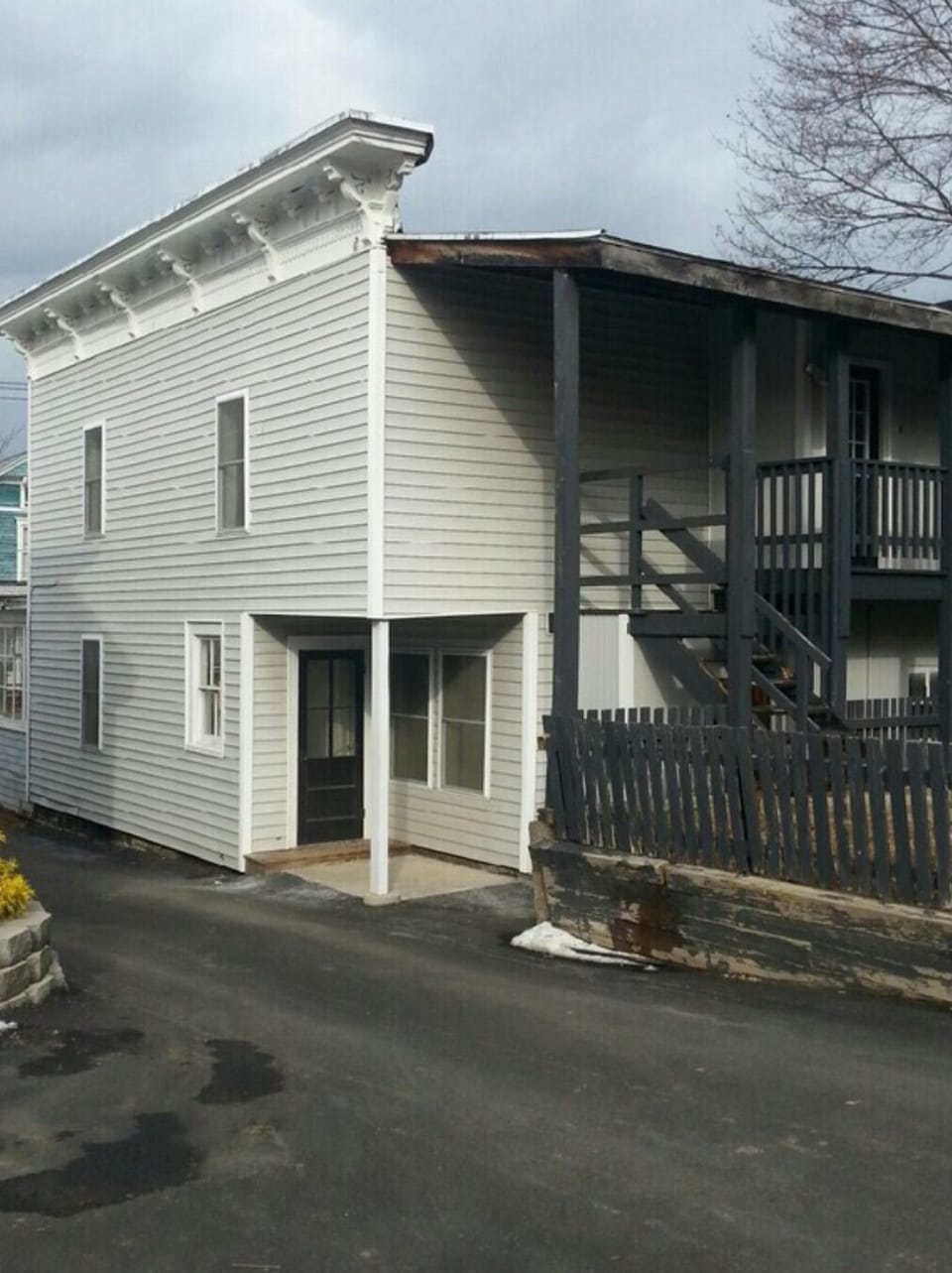 Enter the apartment from the back door. Parking available in the back.