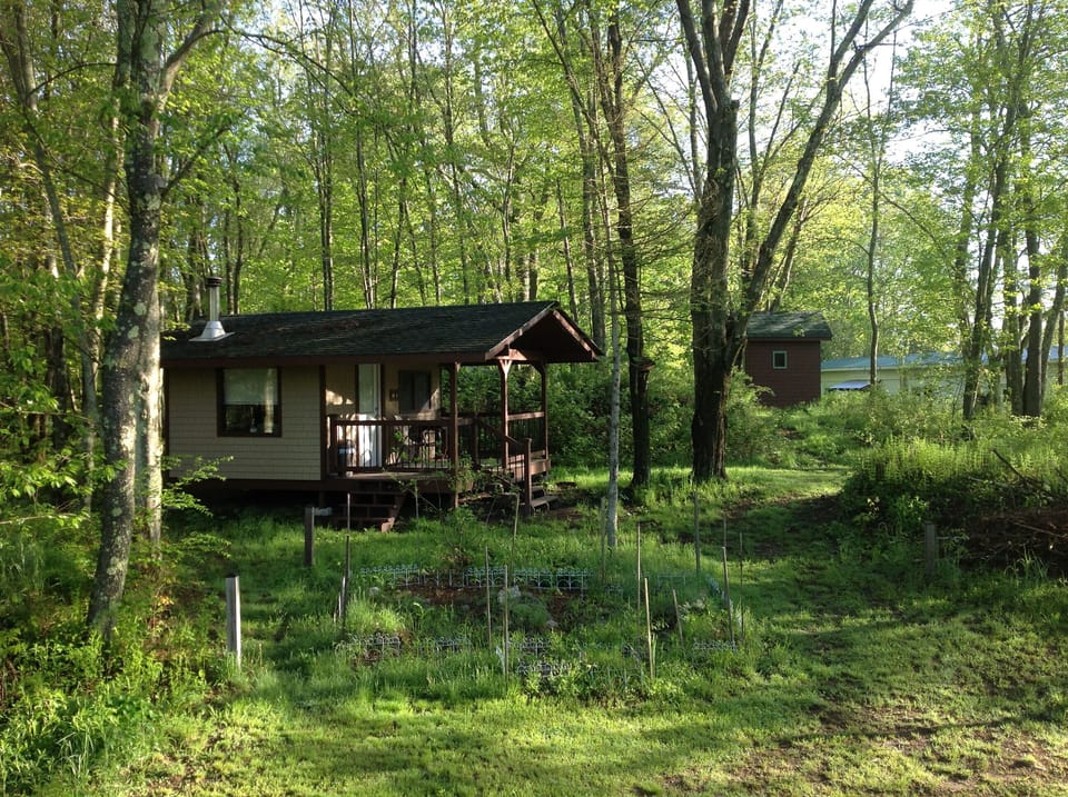 Cabin and outhouse. This was taken from the porch of my house. 