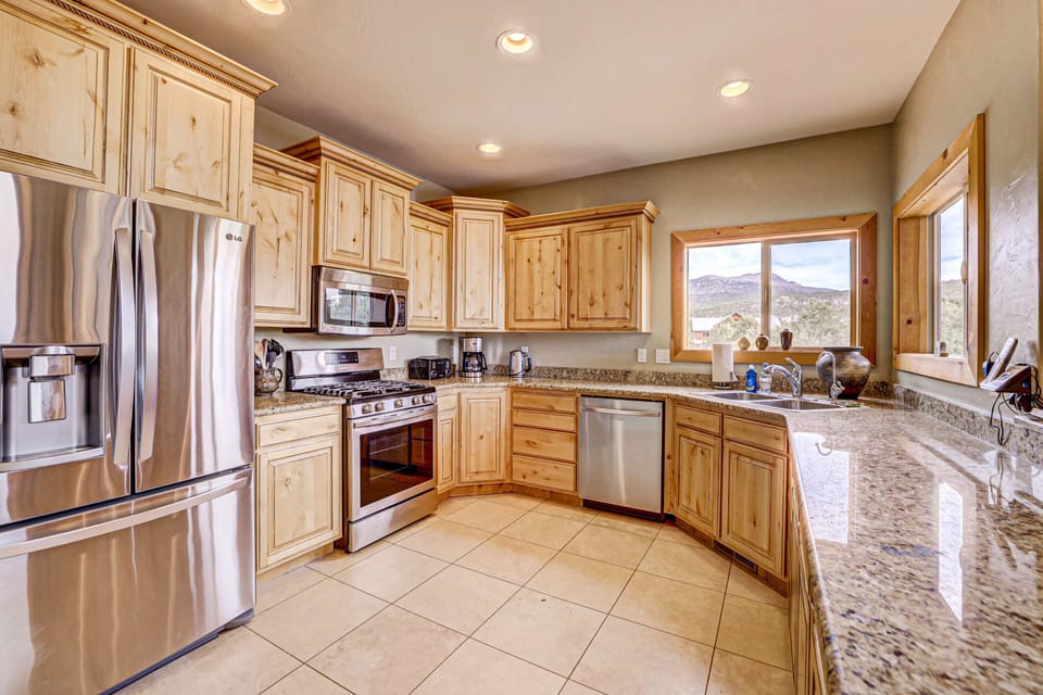 Fully stocked kitchen with new appliances
