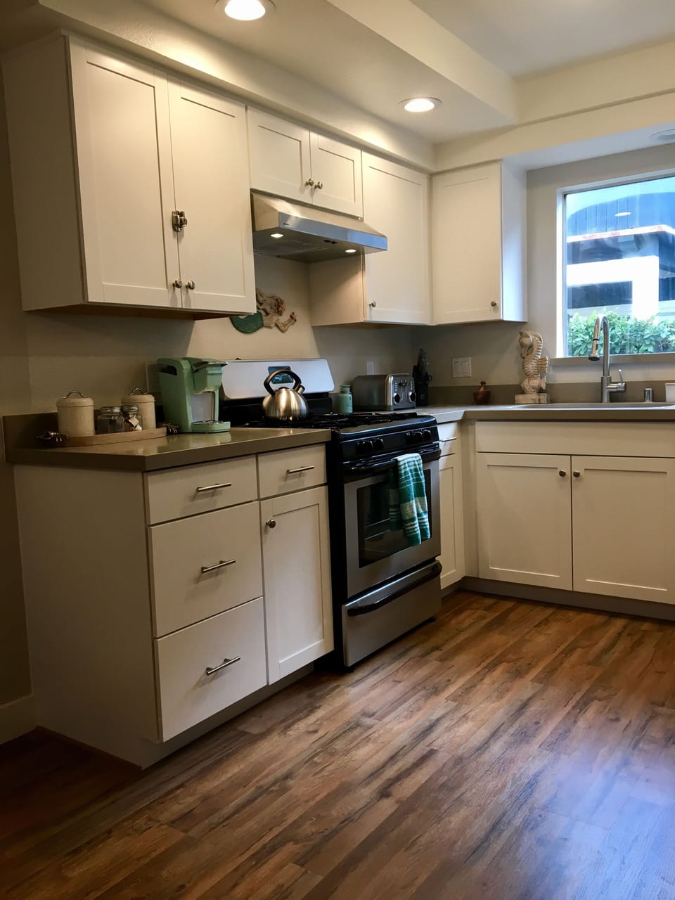 Light and bright kitchen with stainless steel appliances