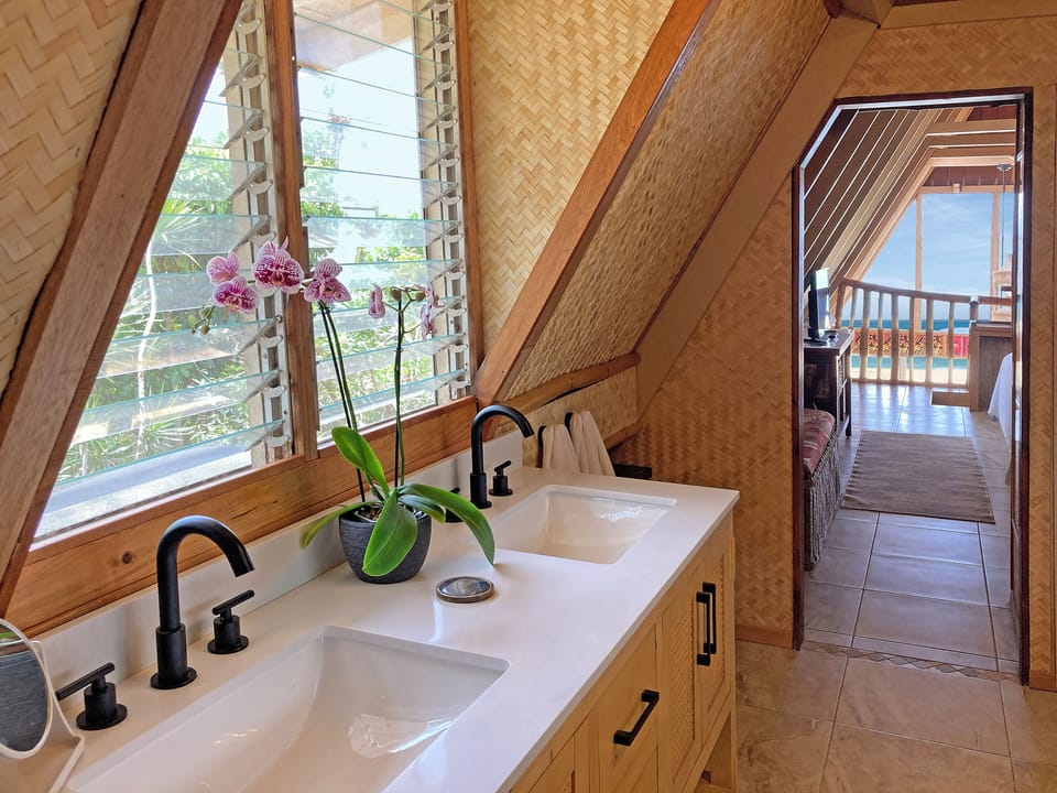 Looking Out From The Master Suite Bathroom.