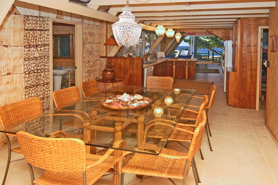 The Dining Room Looking Through The Kitchen & Living Room Towards The Ocean.....