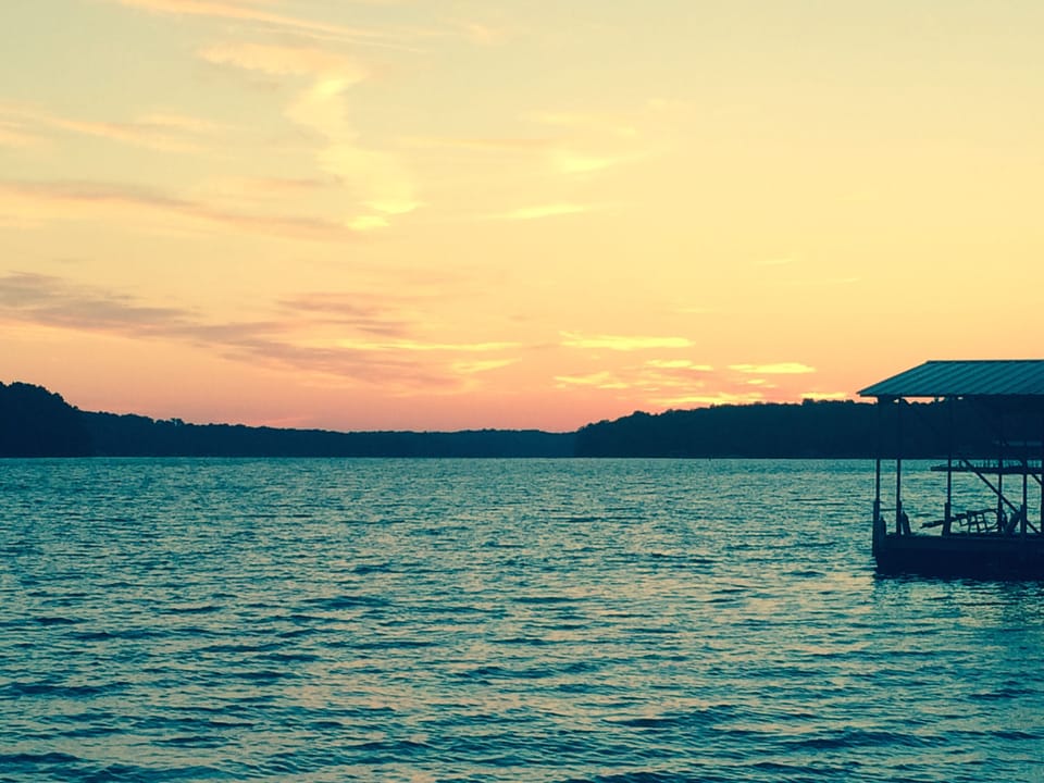 Sunset view from dock w/ 3.5 mile view down river