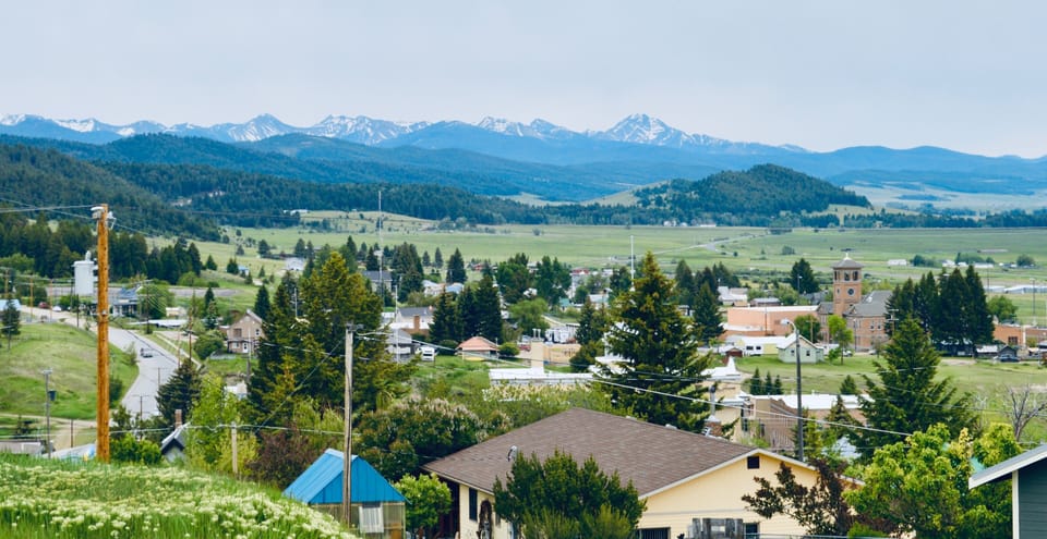 Philipsburg and the Anaconda-Pintler Wilderness from front porch, summer