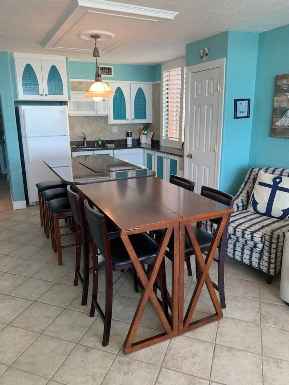 View of the fold out dining table.