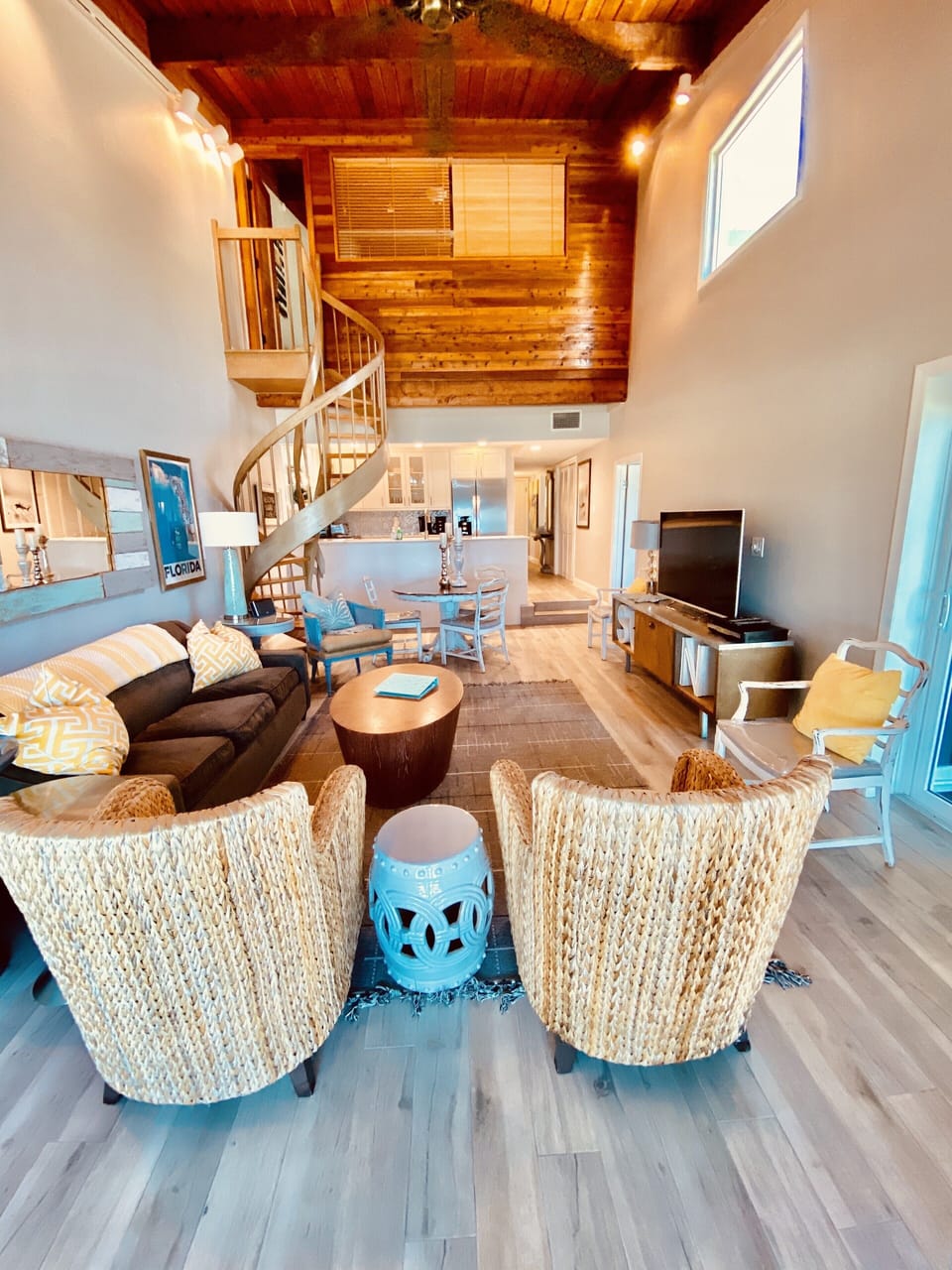 Wide open floor plan that connects the family room to the kitchen