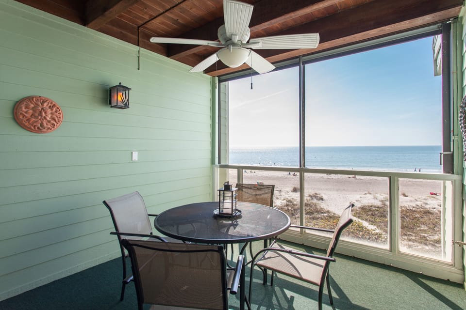 Watch for dolphins as you enjoy your morning coffee on the gulf-front balcony