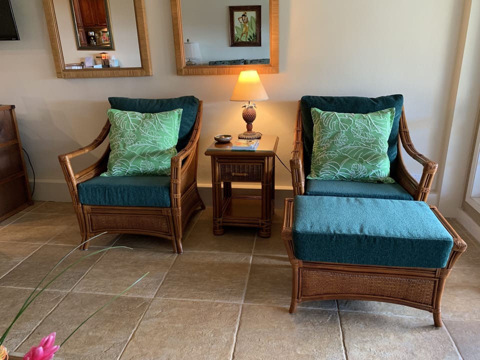 The living room where you can settle with a favorite book after an active day.
