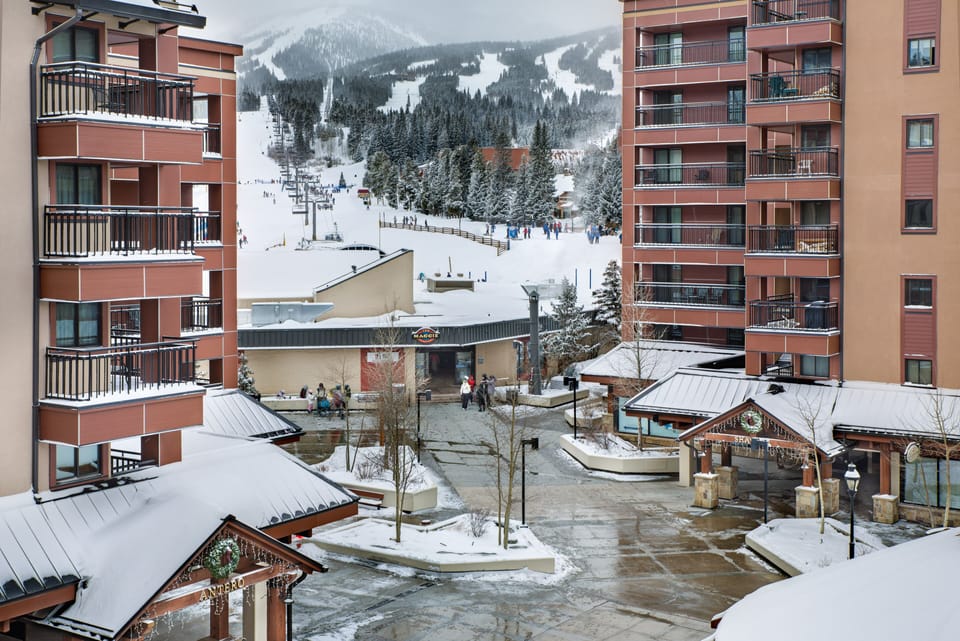 Balcony view of Plaza, just steps through the Maggie to the Quick Silver Lift