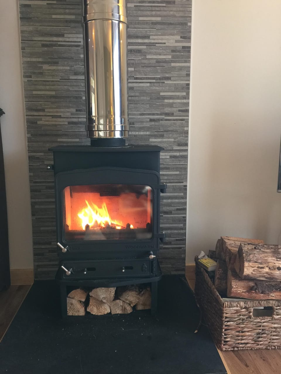 Cosy fire in the cottage.