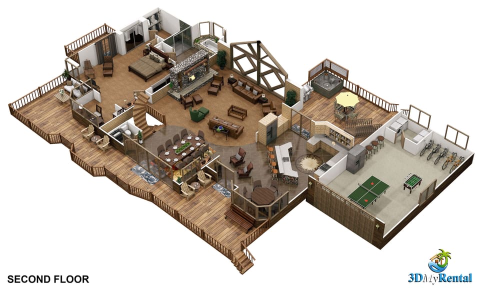Main Floor (2nd floor) 3D Rendering
