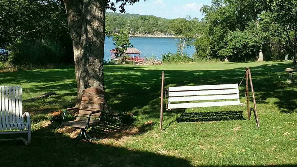 Backyard easy sloping walk to the water