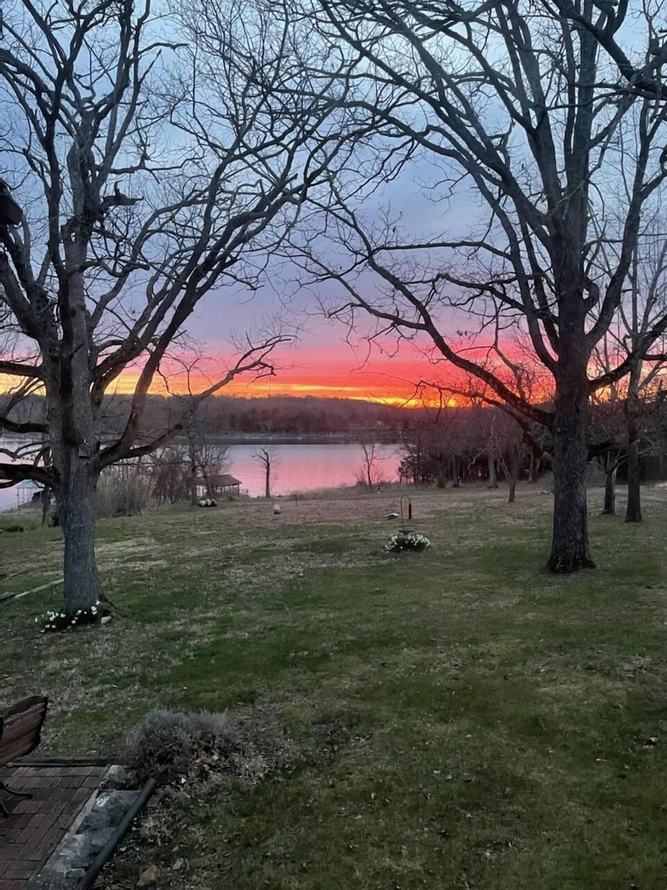 Sunrise over table rock lake from the sunroom