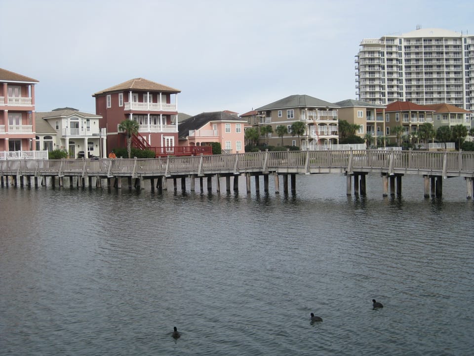 Fishing pier over freshwater lake