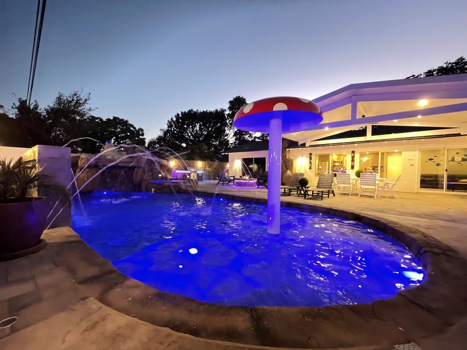 Heated Pool w/Large Baja Step, Water Features & Color-Changing LED Lights
