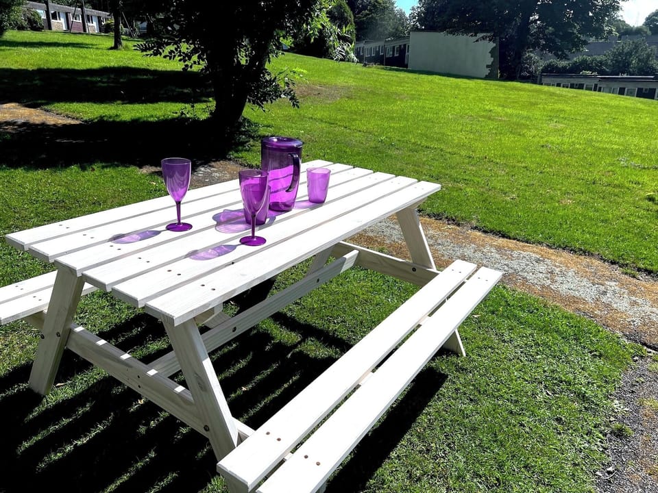Your own patio with picnic bench to enjoy your south facing view