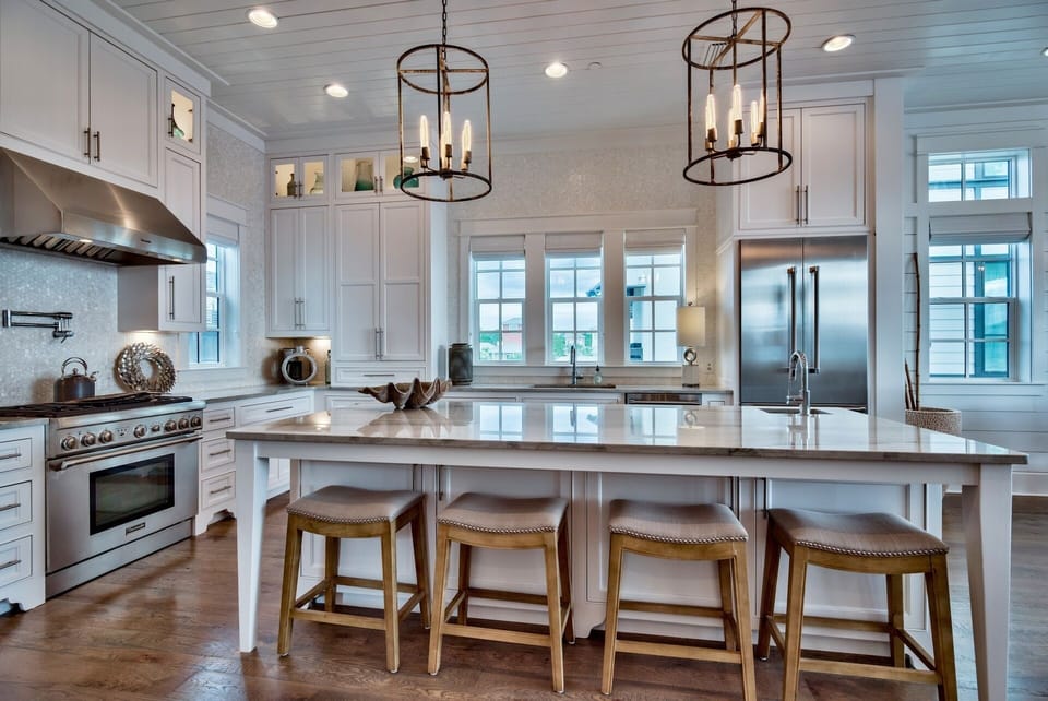 Enormous kitchen island with 2nd sink and seating for four