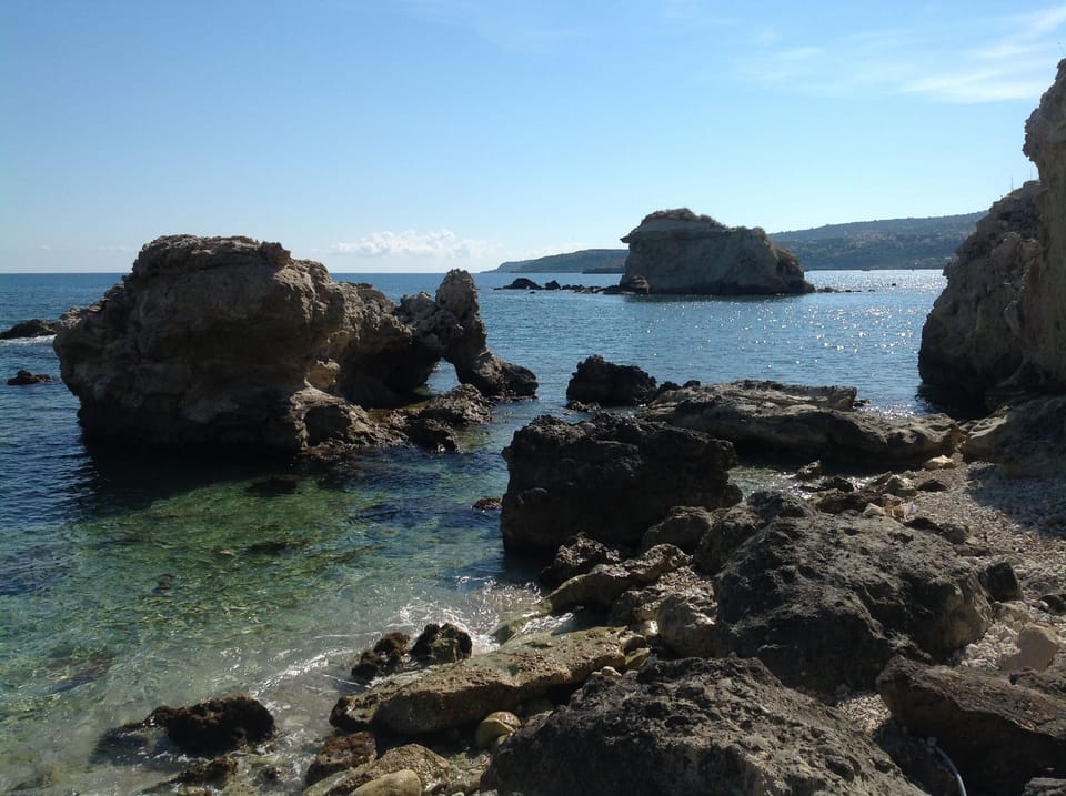 An excellent snorkelling spot between Kalyves and Almyrida. (15 minutes by car)