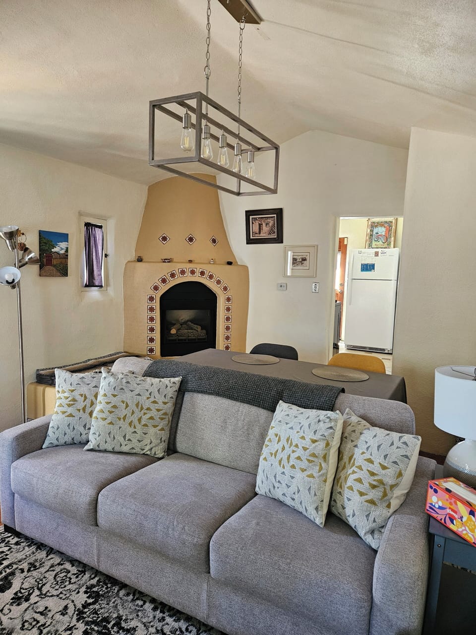 Enjoy the Kiva Fireplace in the winter 