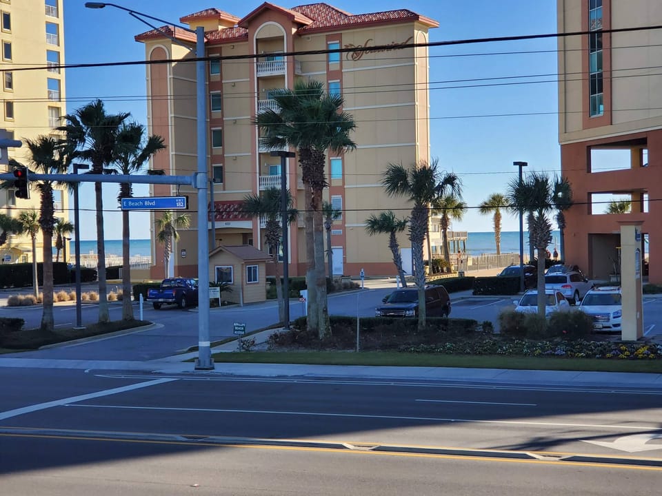 Looking from our balcony and living room over across the street from beach