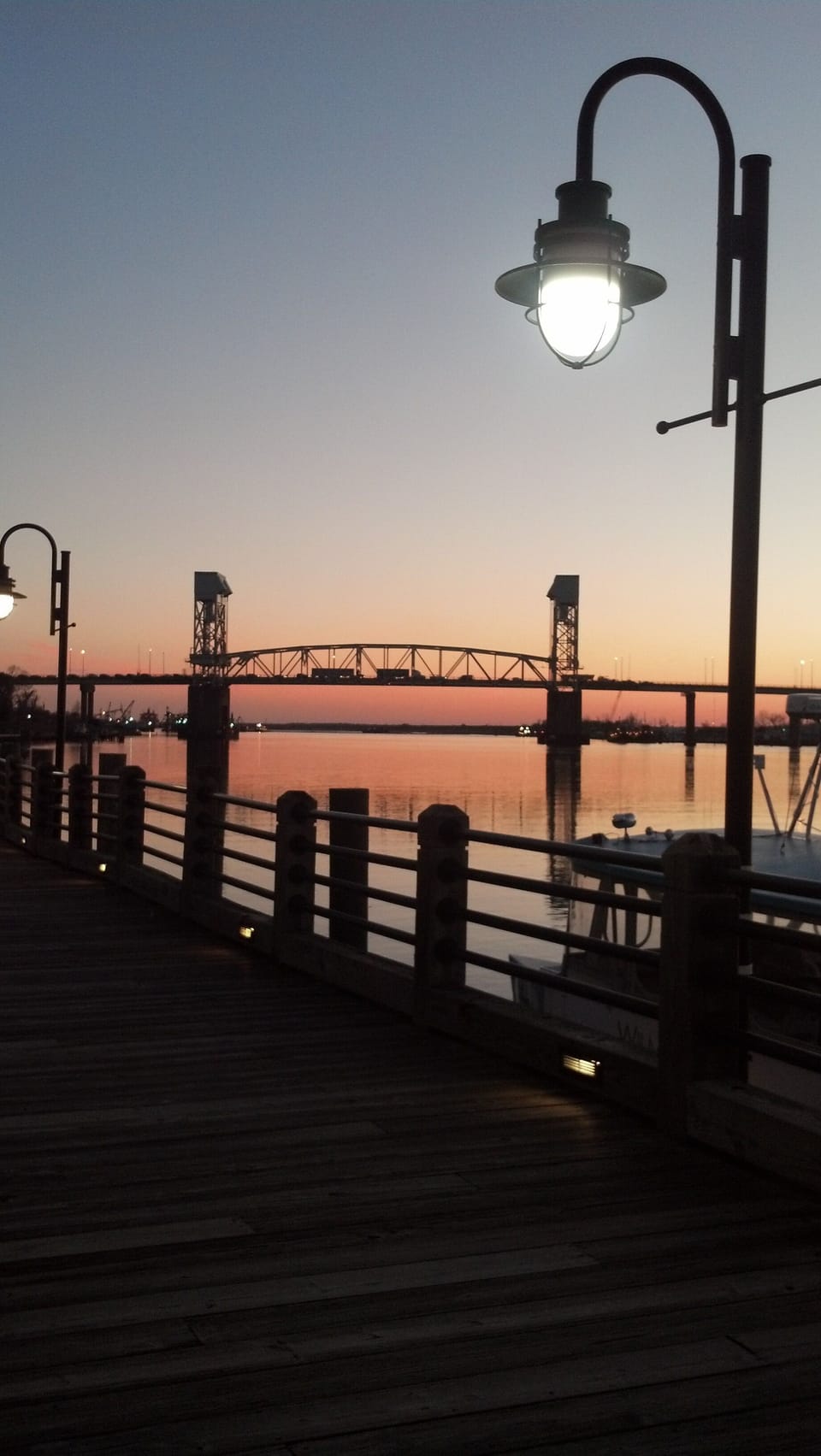 View of the Cape Fear Memorial Bridge at sunset