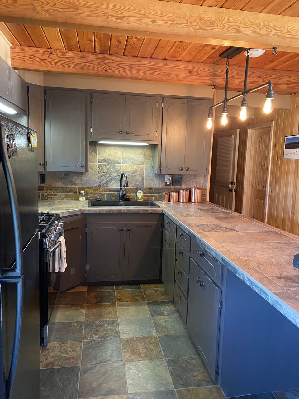 Full kitchen with gas stove and all the amenities of home.