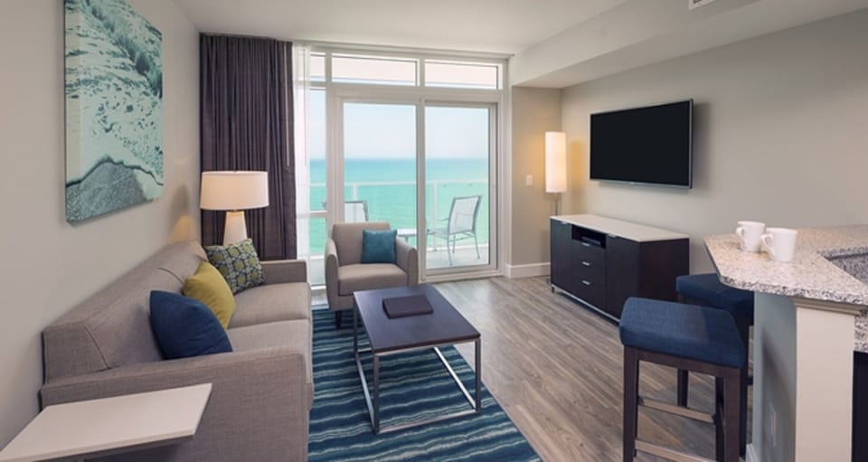 Living room with access to Oceanfront balcony