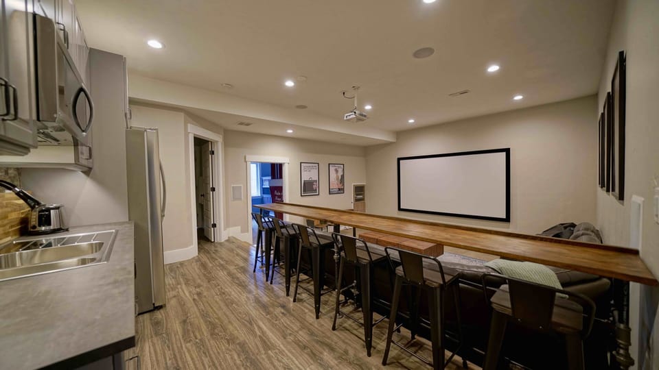 The bar in the movie room is great for entertaining kids or adults alike