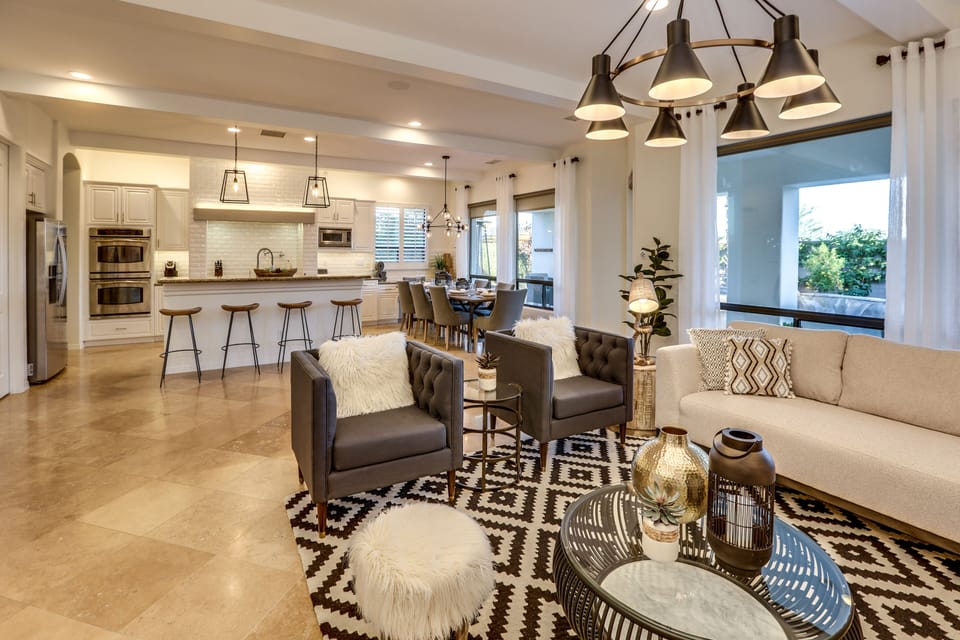 Open concept living room and kitchen