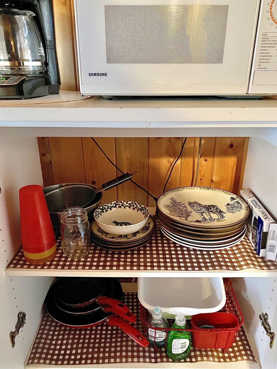 Dishes, pots and pans, and glasses 