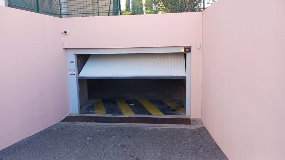 Entrance to basement car park, one level only/