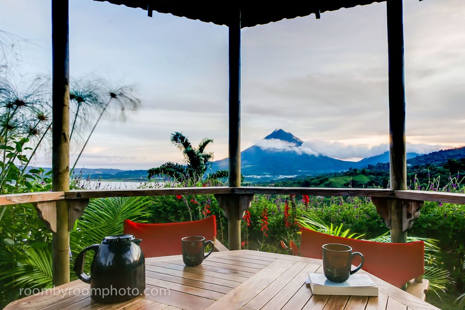 Imagine waking with coffee in your gazebo overlooking the lake and volcano.