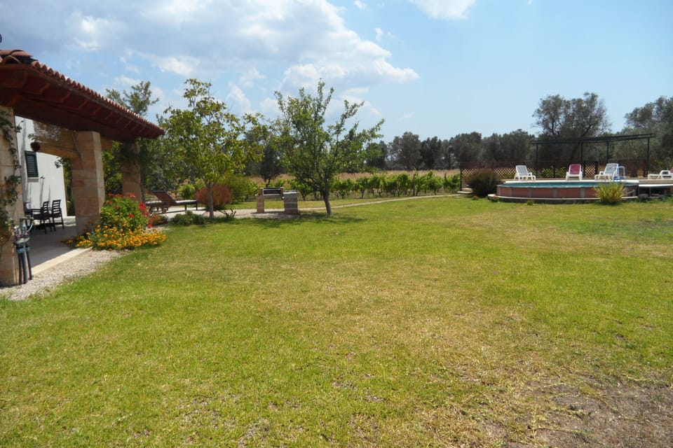 Pool in relation to villa