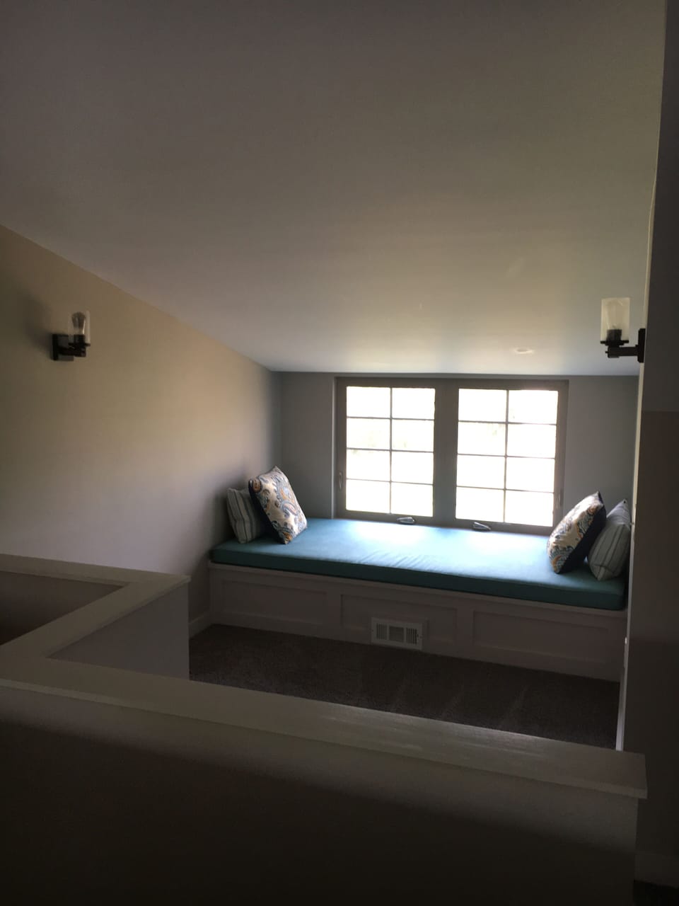 One of two window seats large enough to double as an extra sleeping space 