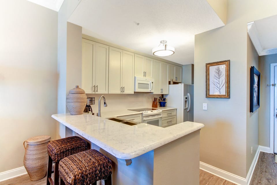 Kitchen with new quartz countertops