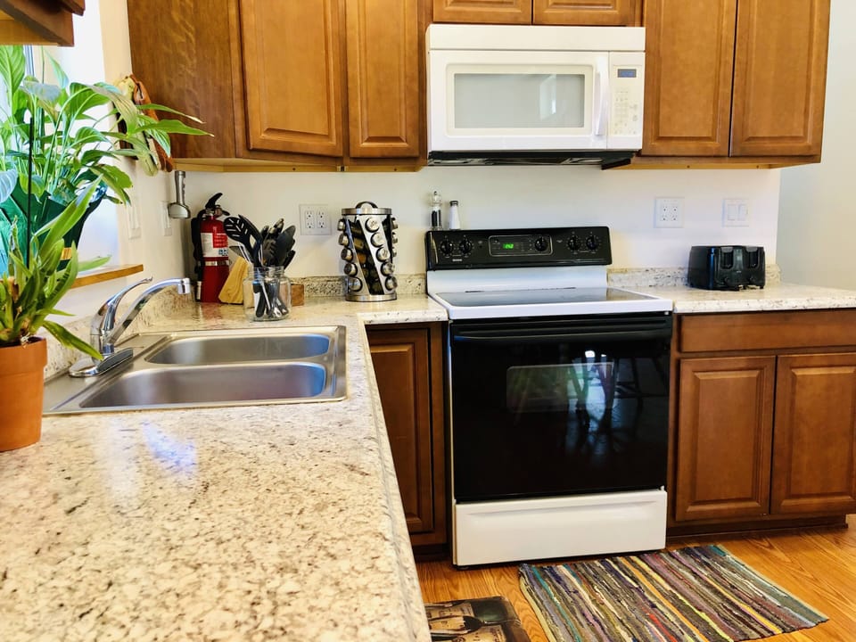 Fully equipped kitchen; plenty of counter space.