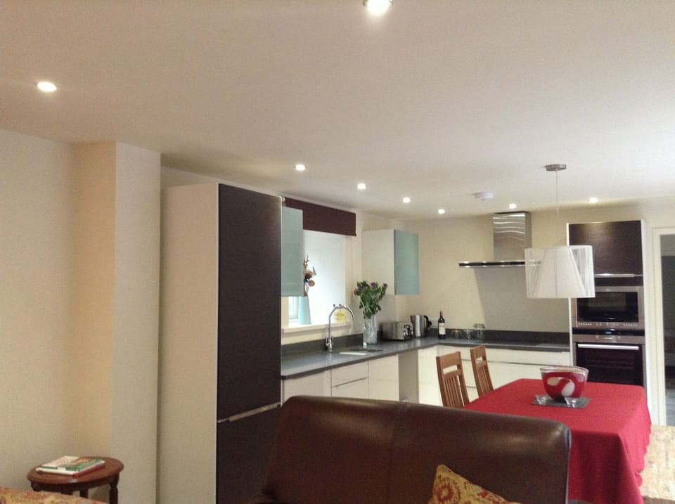 The kitchen, with french windows onto the terrace