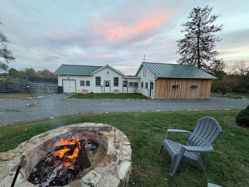 Fire pit and outbuildings